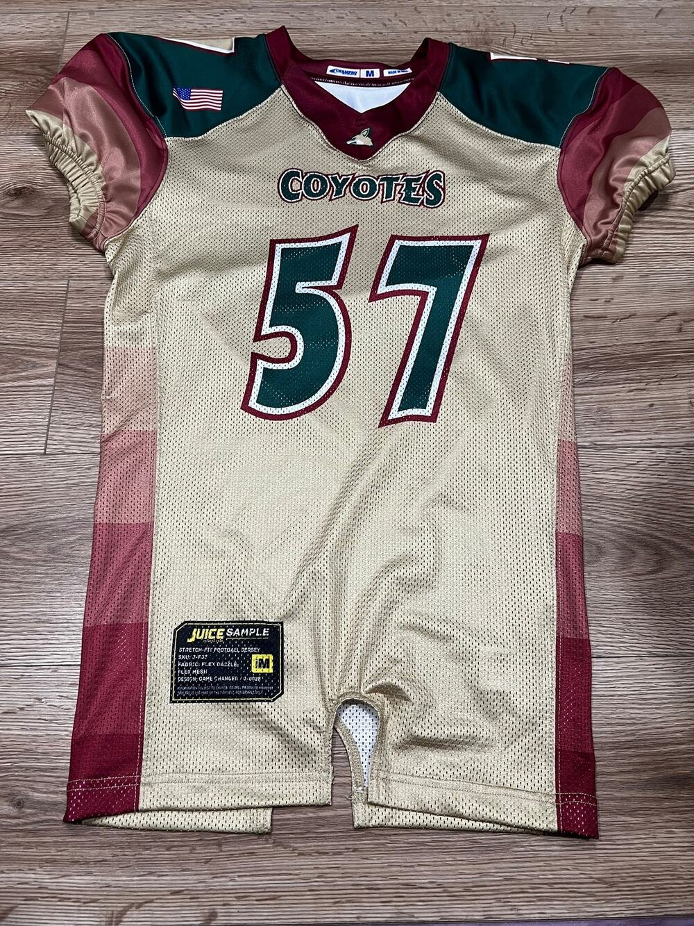 Mens Football Jersey Size M Yellow Green Red Stretch Fit Mesh (A00)